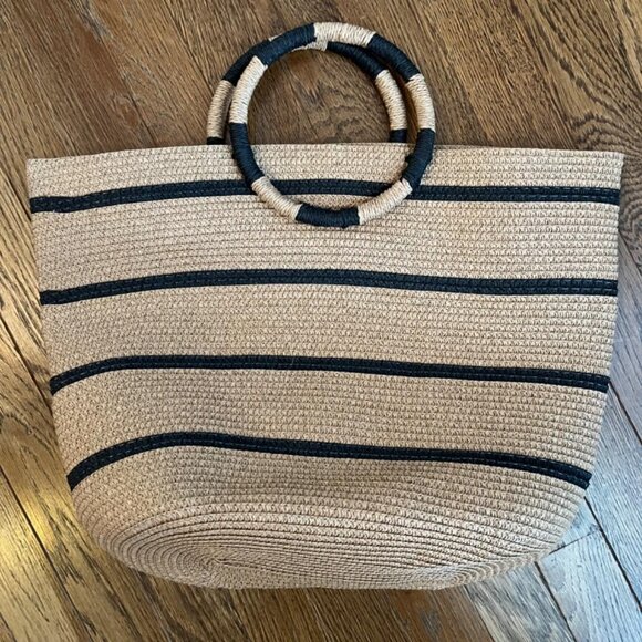 NEIMAN MARCUS Elegant White Beach Straw Tote Bag - Picture 3 of 7